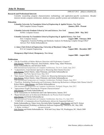 My Curriculum Vitae - Department of Computer Science, Columbia ...