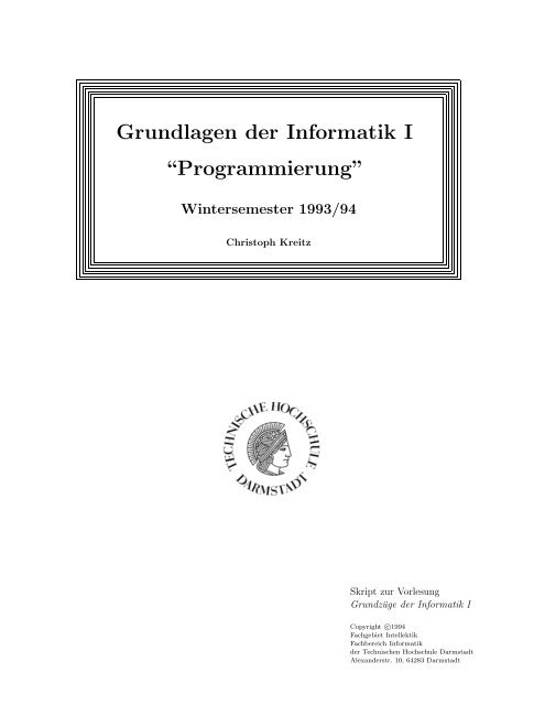 Grundlagen der Informatik I “Programmierung”