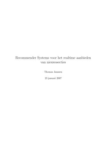 Recommender Systems voor het realtime aanbieden van ...