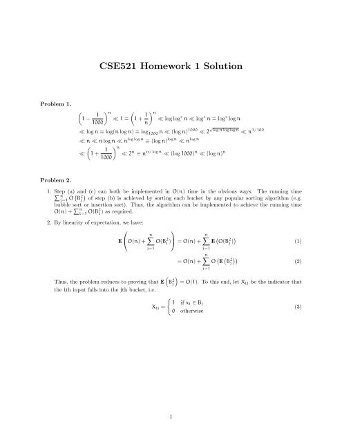 CSE521 Homework 1 Solution