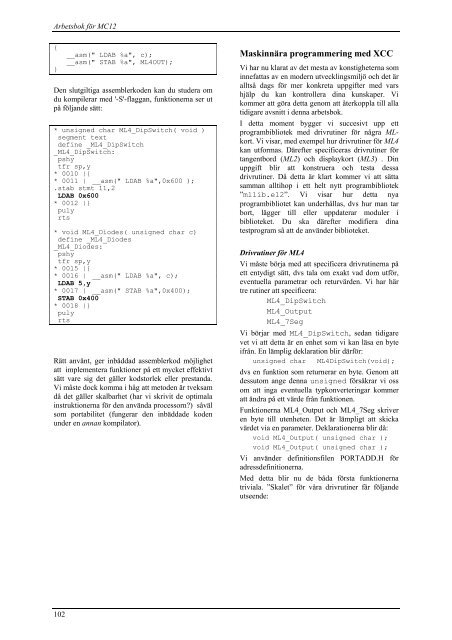 Maskinnära programmering i C och assembler