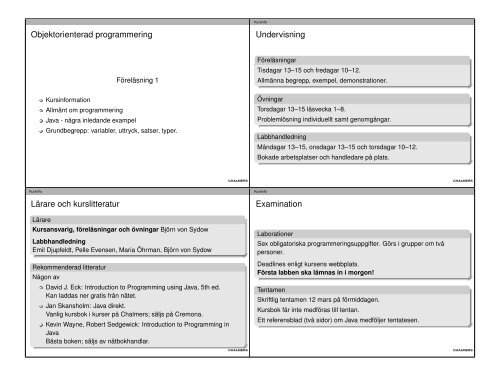 Objektorienterad programmering Undervisning Lärare och ...