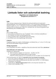 Länkade listor och automatisk testning