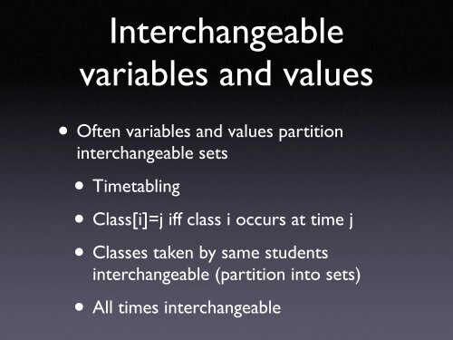 Interchangeable variables and values