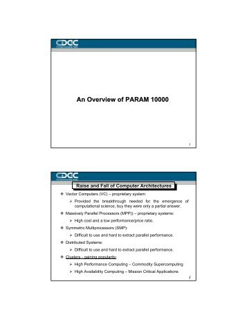 An Overview of PARAM 10000 - Computer Science and Engineering