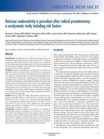 Detrusor underactivity is prevalent after radical prostatectomy: a ...