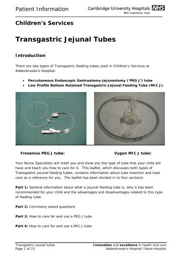 Transgastric Jejunal Tubes - Cambridge University Hospitals