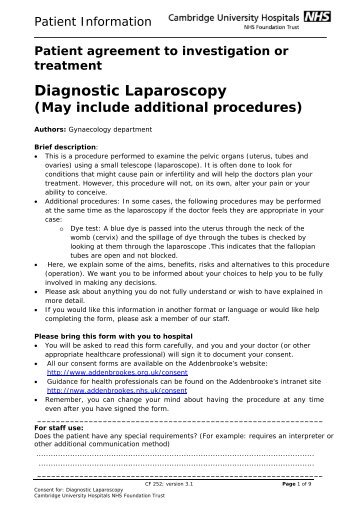 Diagnostic Laparoscopy - Cambridge University Hospitals