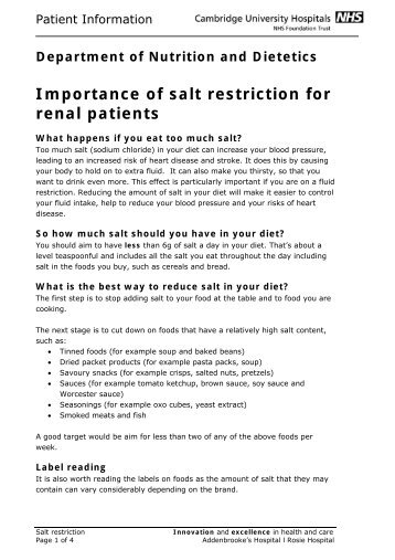 Importance of salt restriction for renal patients - Cambridge ...