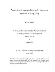 Acquisition of Japanese Passives by Cantonese Speakers in Hong ...