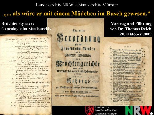 Brüchtenregister - Archive in Nordrhein-Westfalen