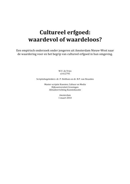 Cultureel erfgoed: waardevol of waardeloos? - Cultuurnetwerk.nl