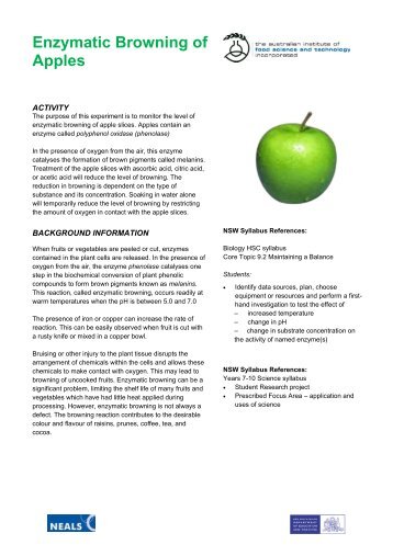 enzymatic browning of apples essay Key words: apple, enzymatic browning, inhibition, 'red delicious' and 'granny smith' apples were picked in browning and have been also used in numerous. enzymatic browning of apples essay Key words: apple, enzymatic browning, inhibition, 'red delicious' and 'granny smith' apples were picked in browning and have been also used in numerous.