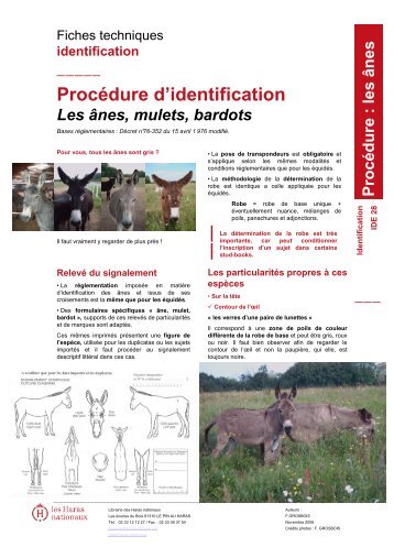 Procédure d'identification Les ânes, mulets, bardots - CWBC