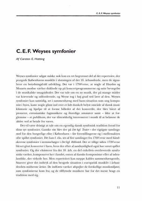 Carsten E. Hatting C.E.F. Weyses Symfonier - dansk musikforskning ...