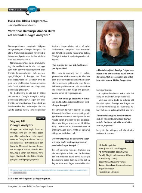 Integritet i fokus nr 1-2013 - Datainspektionen