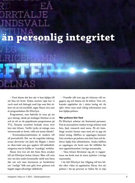 Integritet i fokus nr 1-2013 - Datainspektionen