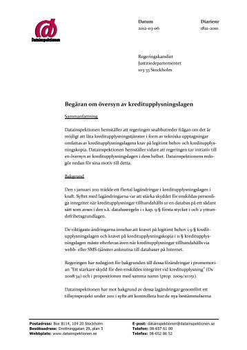 Läs Datainspektionens skrivelse till regeringen i pdf-format