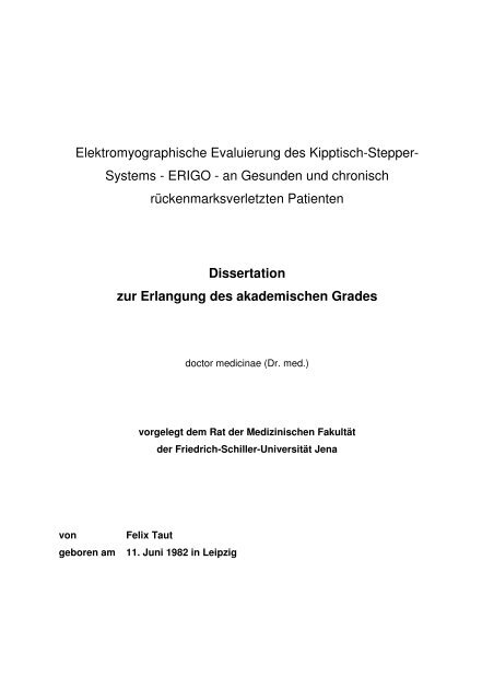 Finale Dissertation Felix Taut - Digitale Bibliothek Thüringen