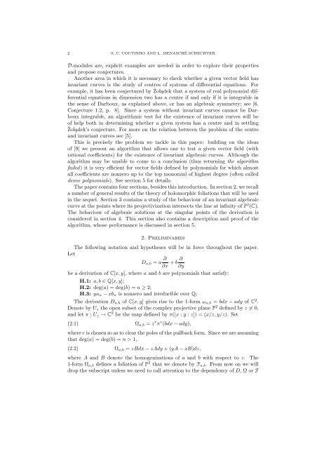 ALGEBRAIC SOLUTIONS OF PLANE VECTOR FIELDS ... - dCC-UFRJ