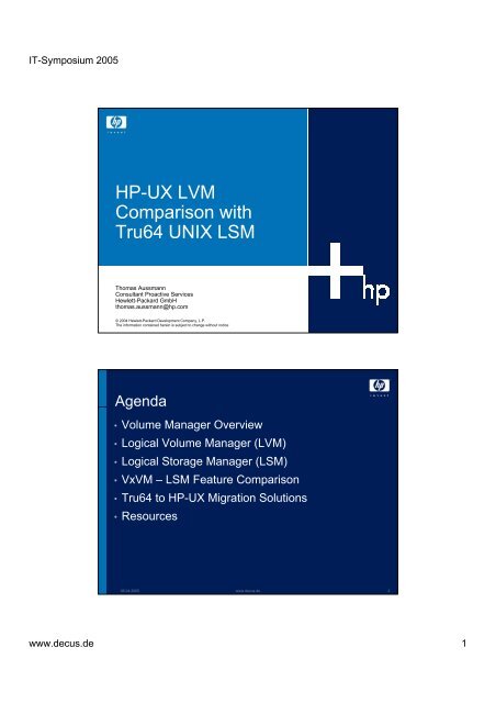 HP-UX LVM Comparison with Tru64 UNIX LSM