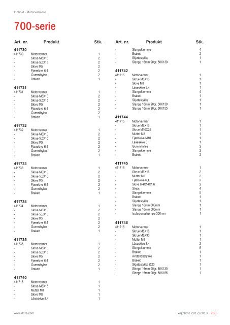 Vognliste 2012/2013 - Defa.com