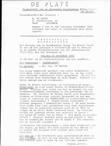 Tijdschrift van de Oostendse Heemkundige Kring,V.Z.'. "DE PLATE ...