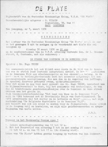 Tijdschrift van do Oostendse Heemkundige Kring, V.Z.W. ... - De Plate