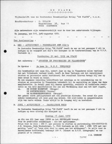 DE PLATE Tijdschrift van de Oostendse Heemkundige Kring "DE ...