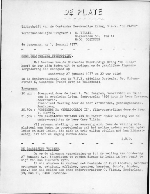 Programma - De Plate