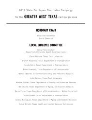 for the greater west texas campaign area - Texas Tech University