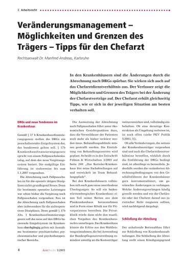 Veränderungsmanagement - - Arztrecht