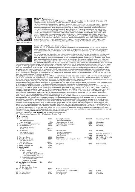 STOUT, Rex (Todhunter) - Detectionary