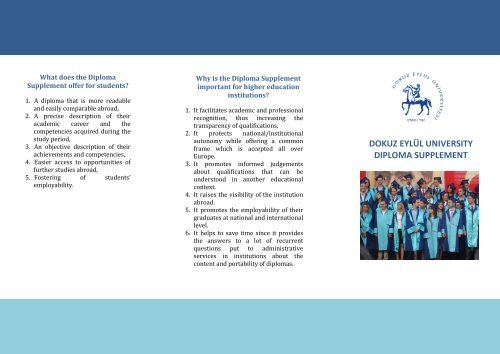 diploma supplement brochure - Dokuz Eylül Üniversitesi