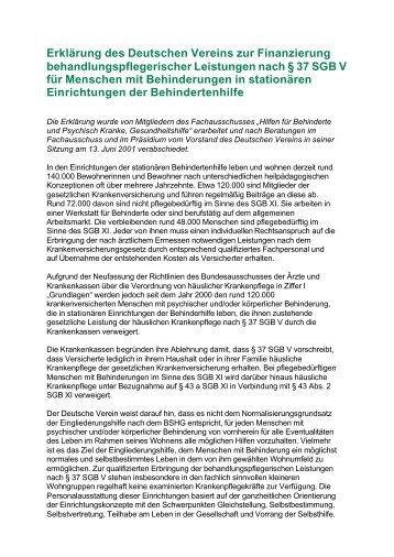 Erklärung des Deutschen Vereins zur Finanzierung ...