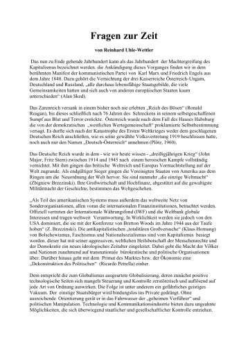 Reinhard Uhle-Wettler: Fragen zur Zeit - Deutschland Journal