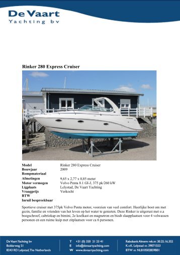 Rinker 280 Express Cruiser - De Vaart Yachting