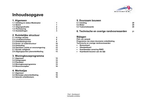 Masterplan Park Zandweerd maart 2001 - Gemeente Deventer