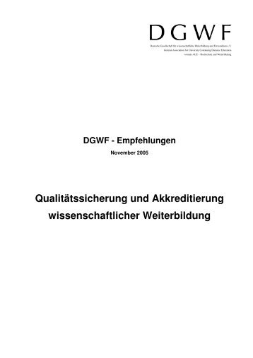 Qualitätssicherung und Akkreditierung wissenschaftlicher ... - DGWF