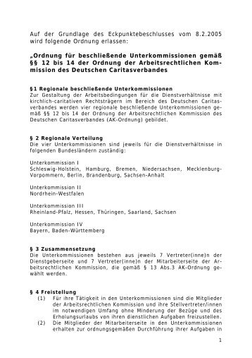 Ordnung für beschließende Unterkommissionen gemäß §12 bis 14 ...