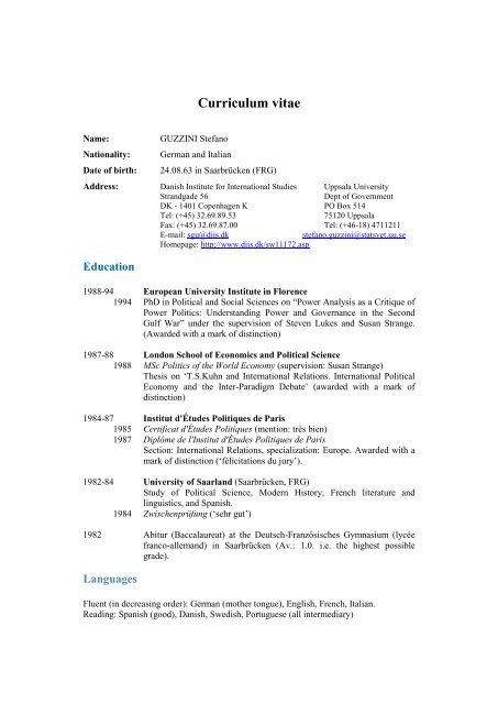 Curriculum Vitae Diis