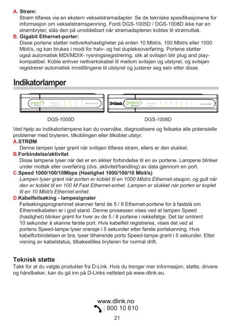 5 / 8-Port GiGabit DesktoP switch DGS-1005D / DGS-1008D - D-Link