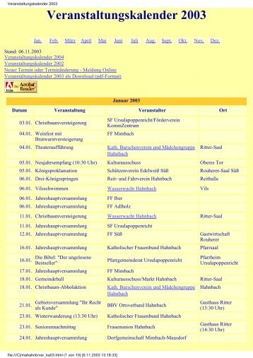 Veranstaltungskalender 2003 als Download (pdf-Format) - Asamnet