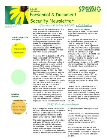 Personnel & Document Security Newsletter - USDA | Departmental ...