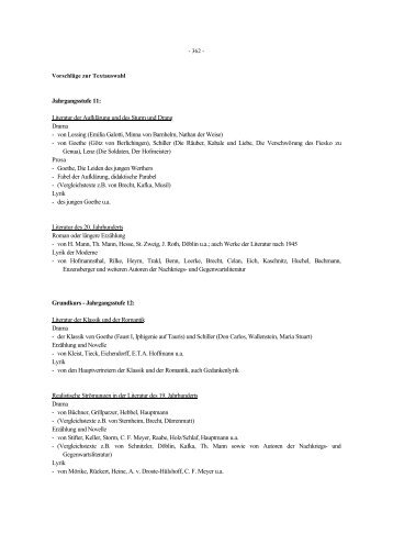 Lektürevorschläge für den Deutschunterricht 11-13 an ... - Asamnet