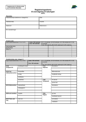 Registreringsskema til overvågning af naturtyper