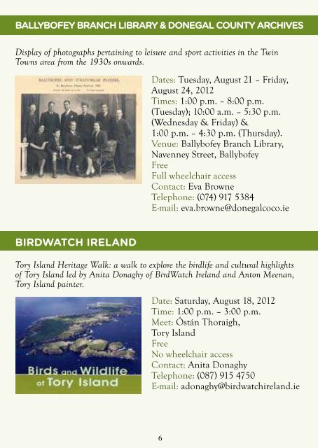 'Heritage Week' Event Guide 2012 - Donegal County Council