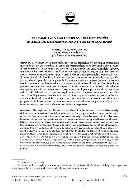 LAS FAMILIAS Y LAS ESCUELAS: UNA REFLEIDÓN ACERCA DE ...