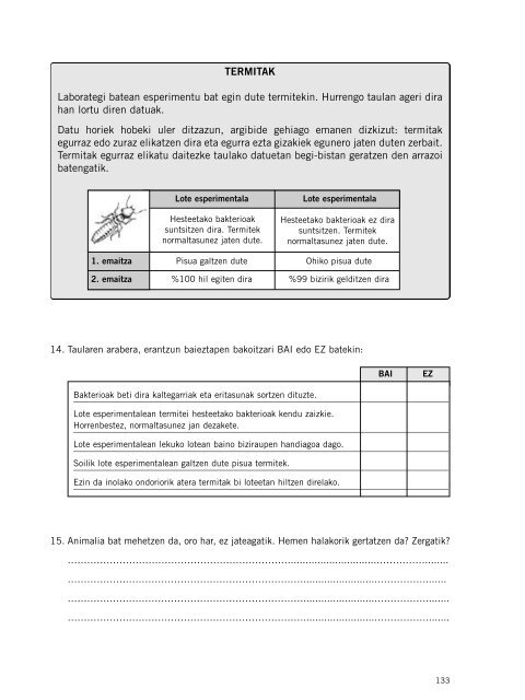 GURASOENTZAKO GALDERA-SORTA Ebaluazio diagnostikoa