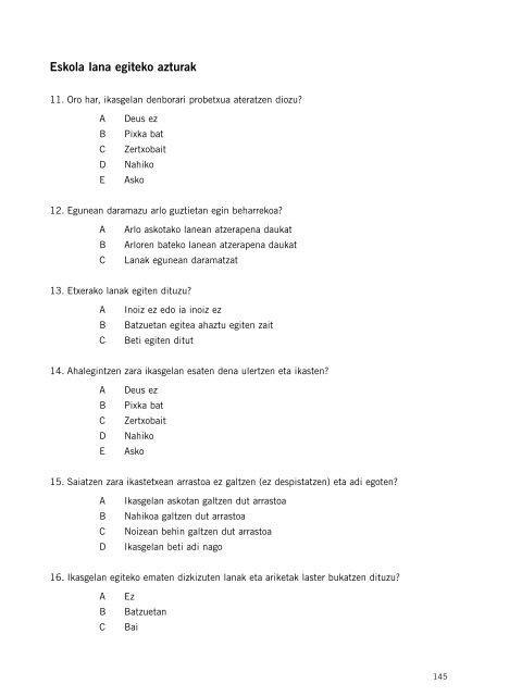 GURASOENTZAKO GALDERA-SORTA Ebaluazio diagnostikoa